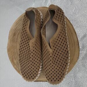 Ilse Jacobson Tulip Tan/Cream Perforated Slip On Flats Size US 11 EU 42